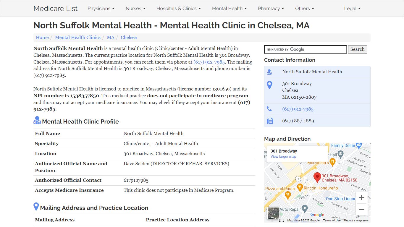 North Suffolk Mental Health in Chelsea, MA - Clinic/Center